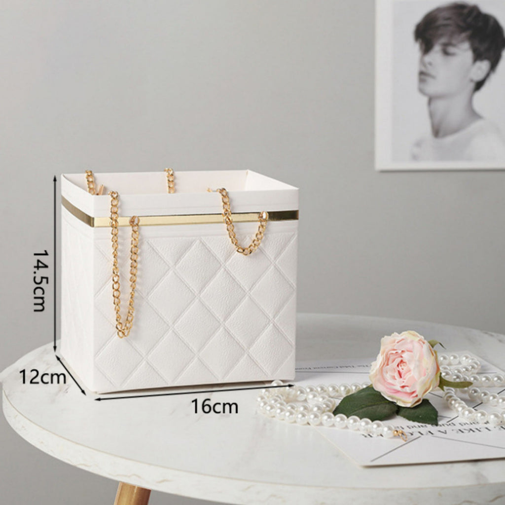 Flower Box with Chain Handles - White