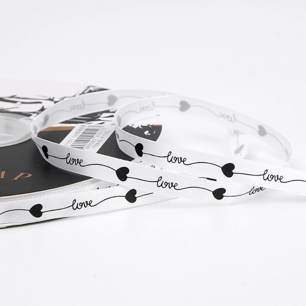 80-Yard Love Print Ribbon - White