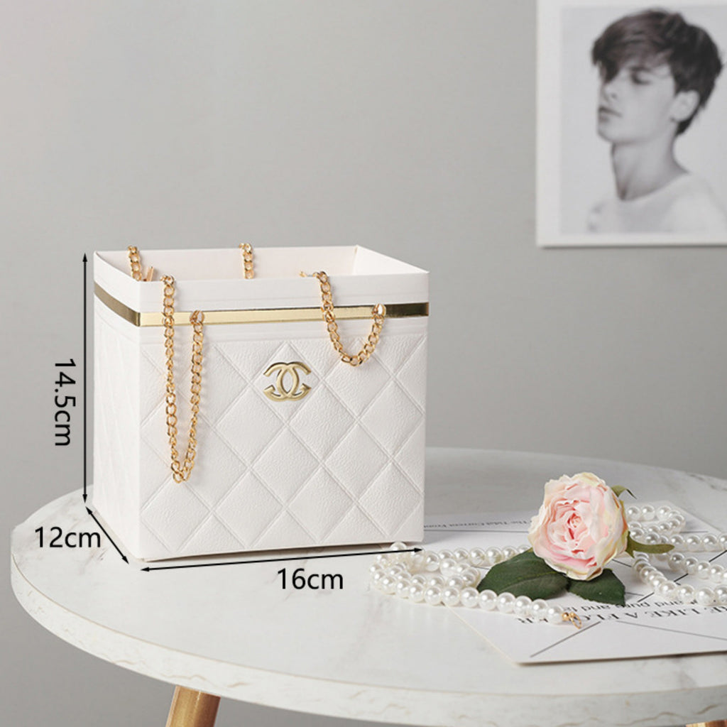 Flower Box with Chain Handles - White