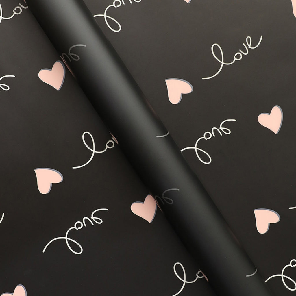 Classic Heart Print Wrapping Paper - Black