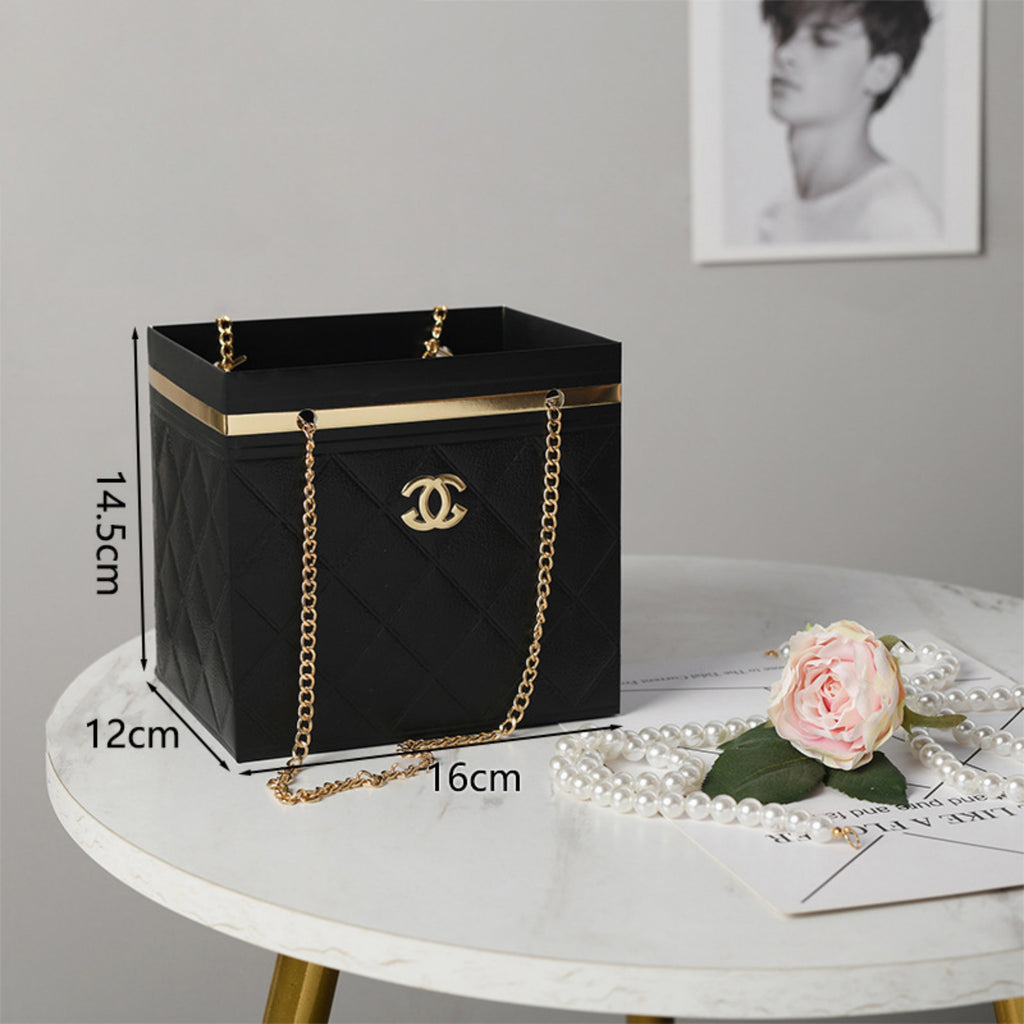 Flower Box with Chain Handles - Black
