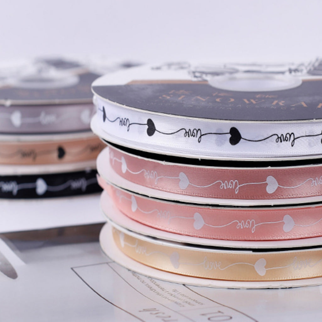 80-Yard Love Print Ribbon - Pink