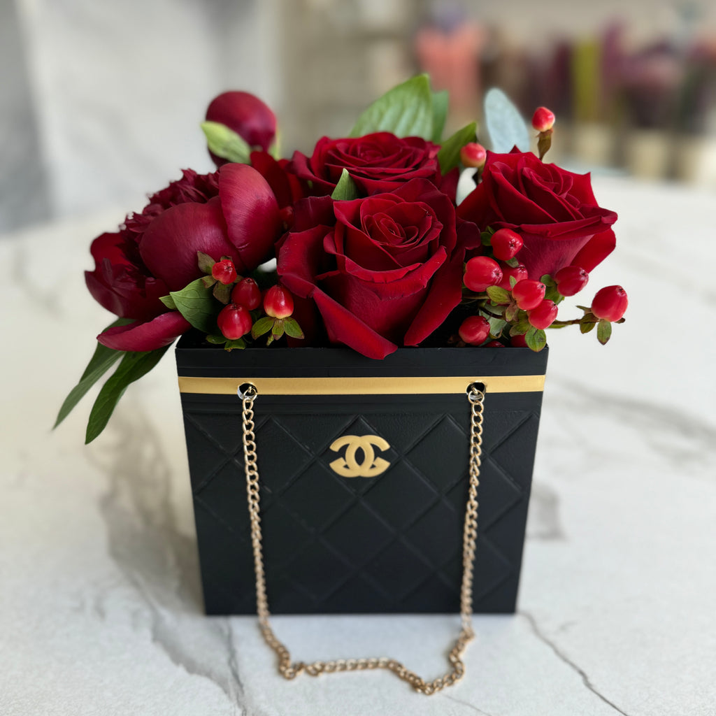 Flower Box with Chain Handles - Black