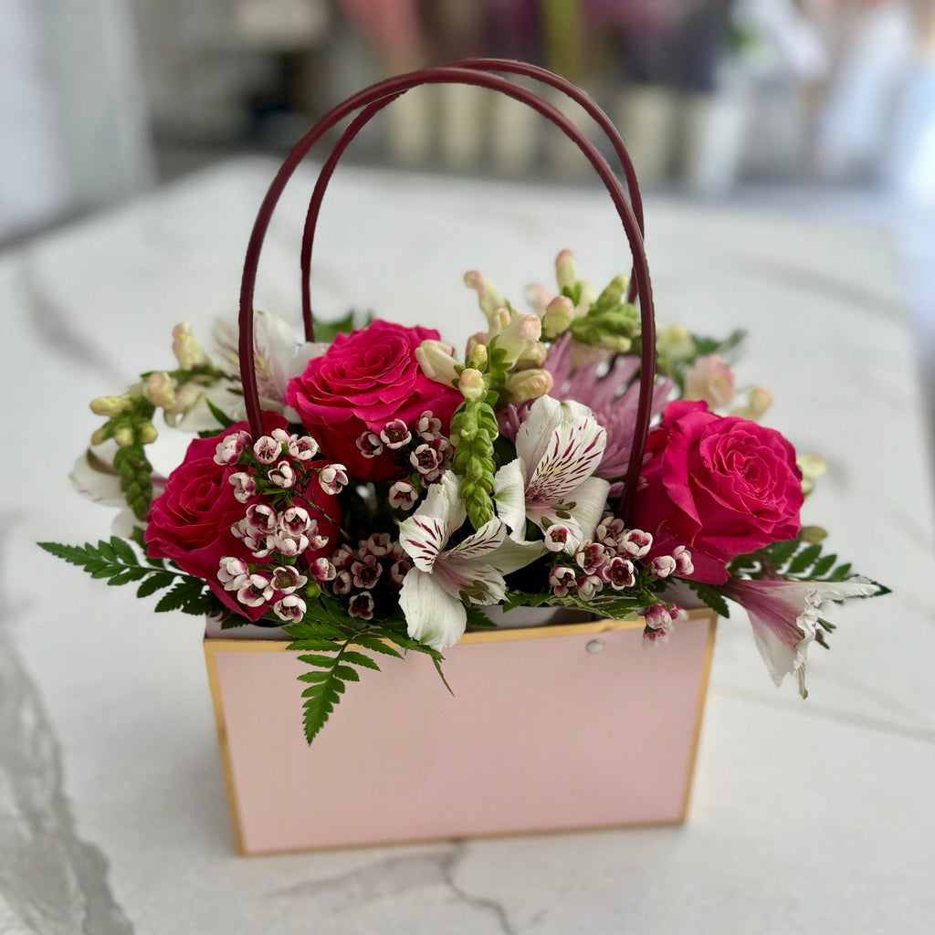 Rectangular Floral Basket - Pink